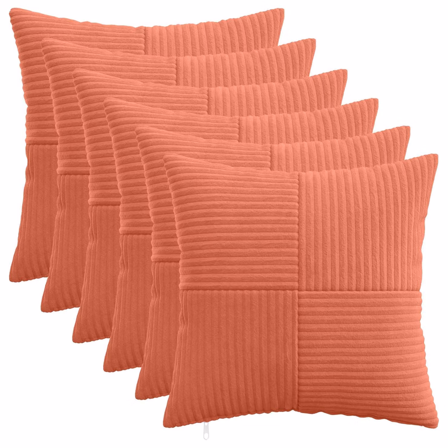 Set di 6 federe vidaXL ALMELO in velluto a coste, colore rosso arancio, 45 x 45 cm