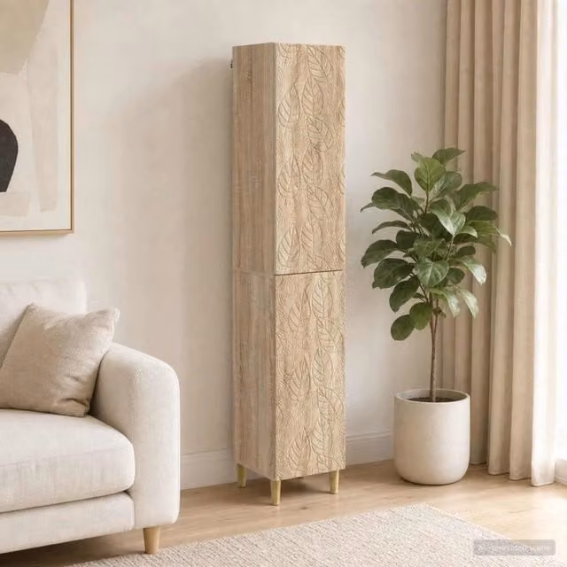 Set di 2 armadi moderni vidaXL in legno MDF color rovere con ante a battente e cassetti interni per camera da letto