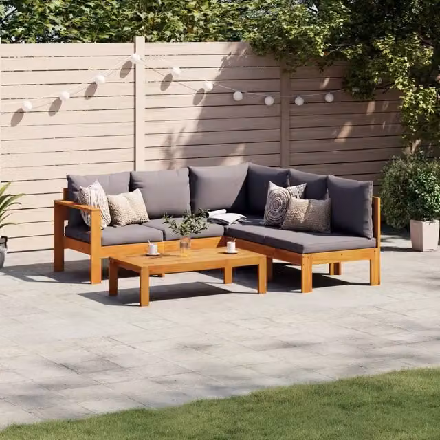 Set Divani da Giardino 4pz con Cuscini Legno Massello di Acacia 3214870