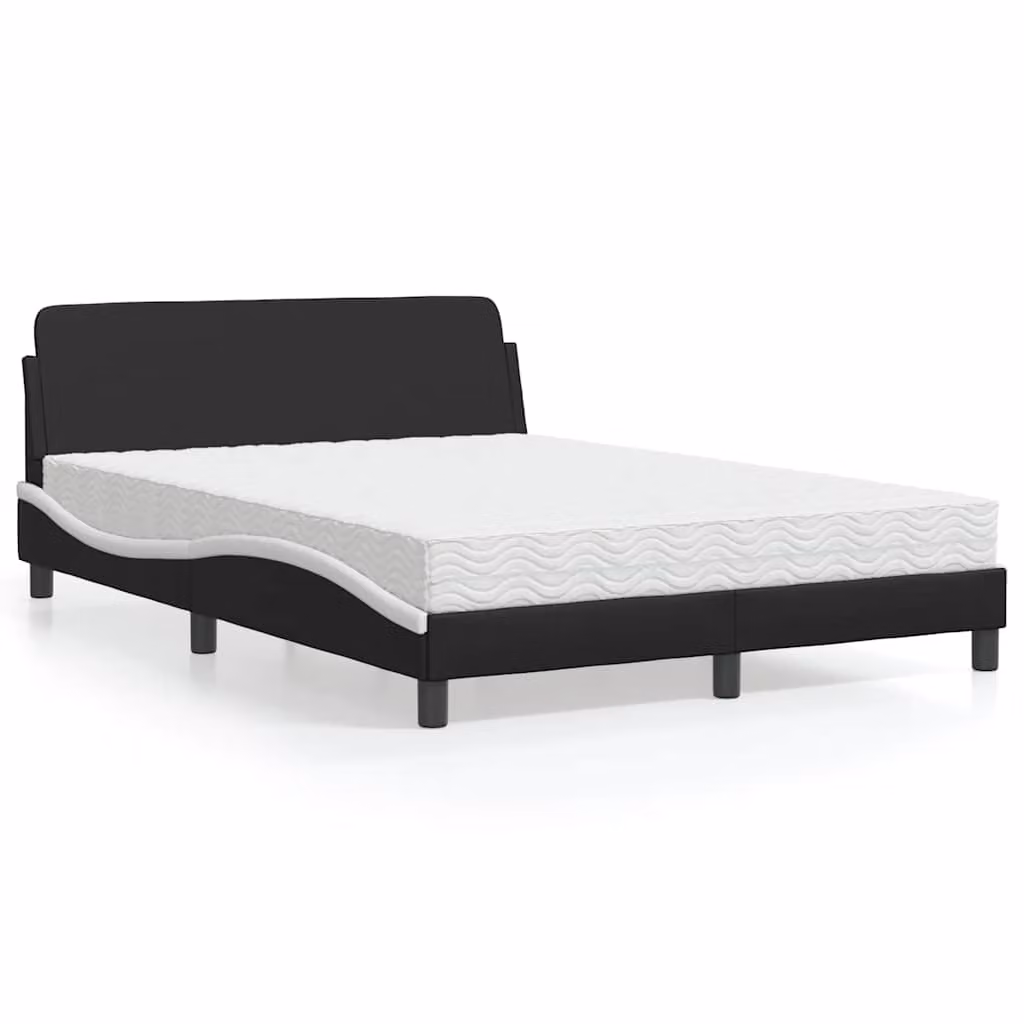 Letto con Materasso Dover vidaXL in Similpelle Nero e Bianco L/P/H: 200 x 140 x 74,5 cm – 1