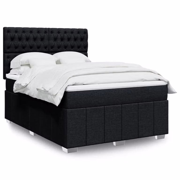 vidaXL Giroletto a Molle con Materasso Ibrido in Tessuto Nero L/P/H: 160 x 200 cm