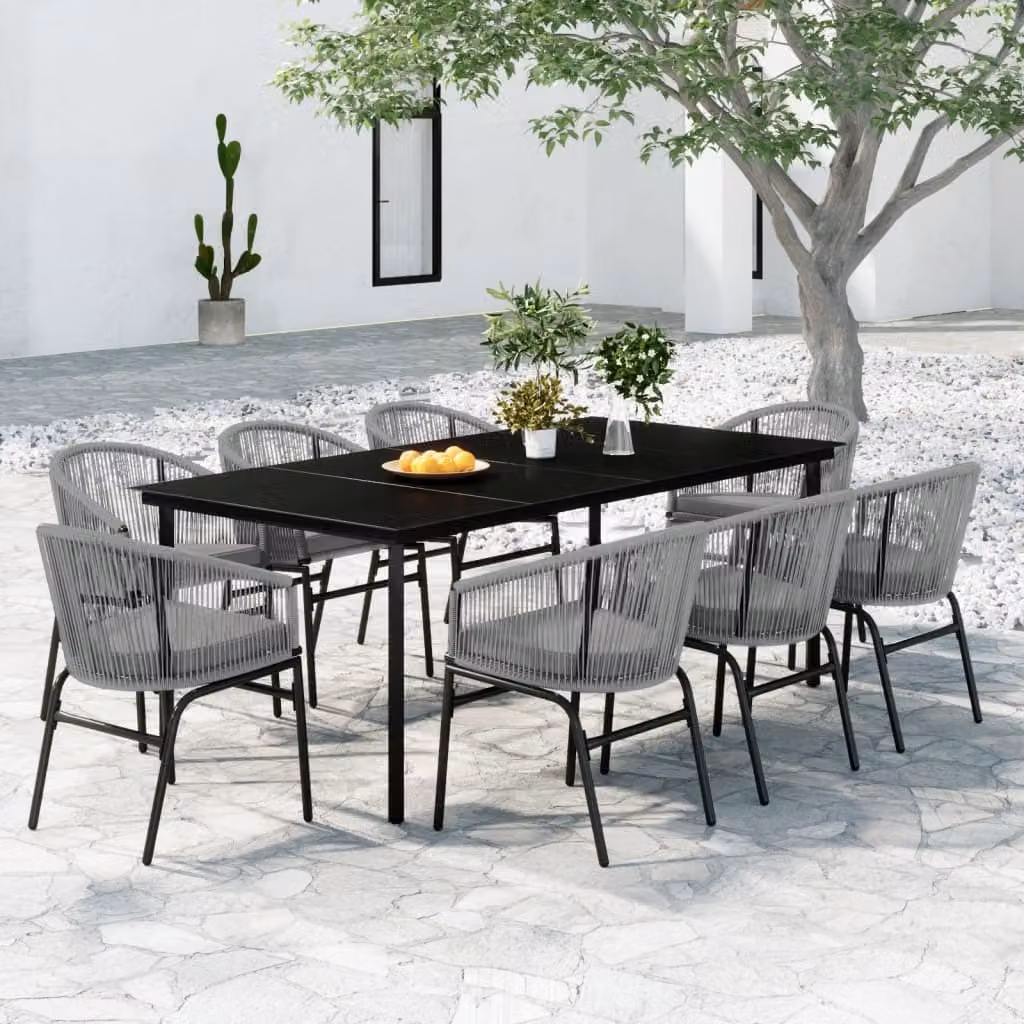 Maison Exclusive - Set da pranzo da giardino da 9 pezzi, grigio