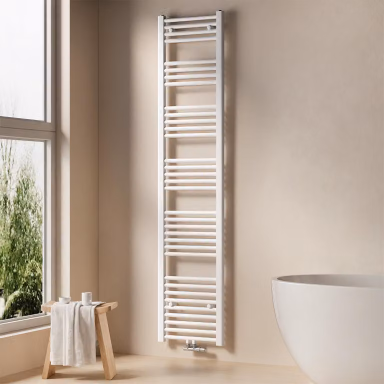 EMKE radiatore bagno asciugamani radiatore 40x180cm 618 Watt di potenza bianco attacco centrale riscaldamento senza elemento riscaldante