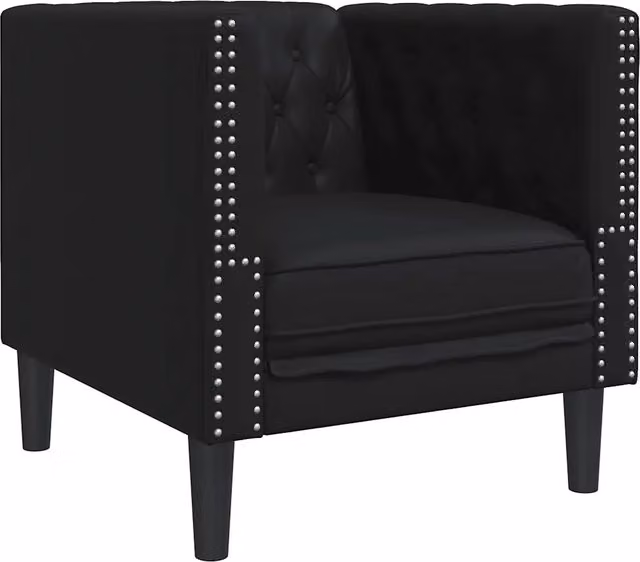 Poltrona | Sedia Relax Chesterfield Nera in Similpelle