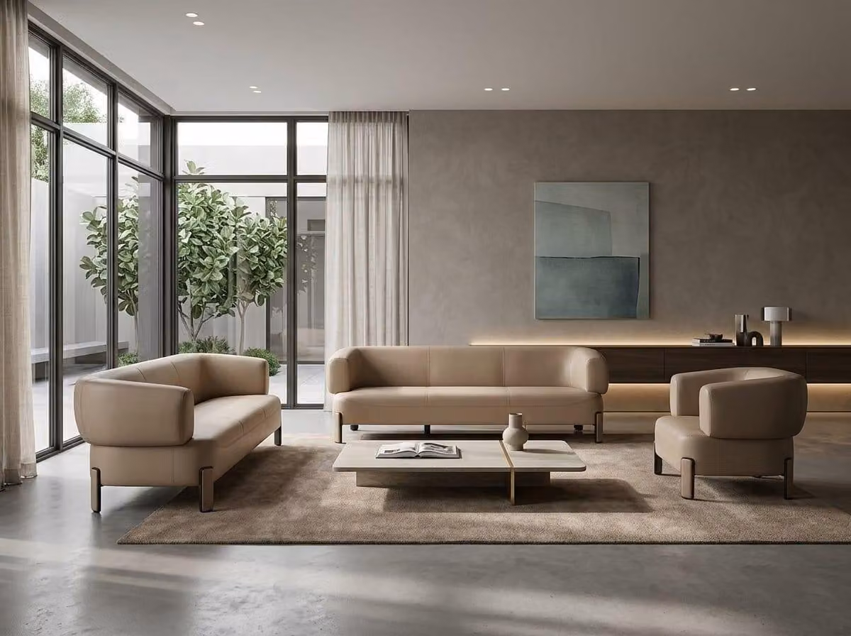Sofa 3-Sitzer Sessel grau modern elegant funktional ergonomisch