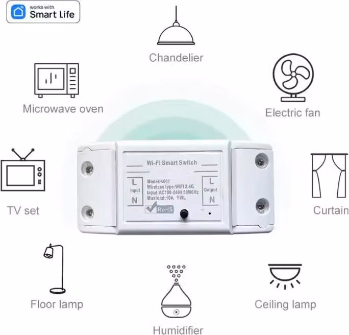 Smart-Relais - WiFi + RF 433,92 MHz, Tuya
