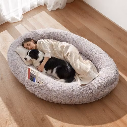 VEVOR Letto per Adulti Stile Cane Grigio con Fodera Lavabile e Tasca Laterale L/P/H: 171 x 100 x 24 cm