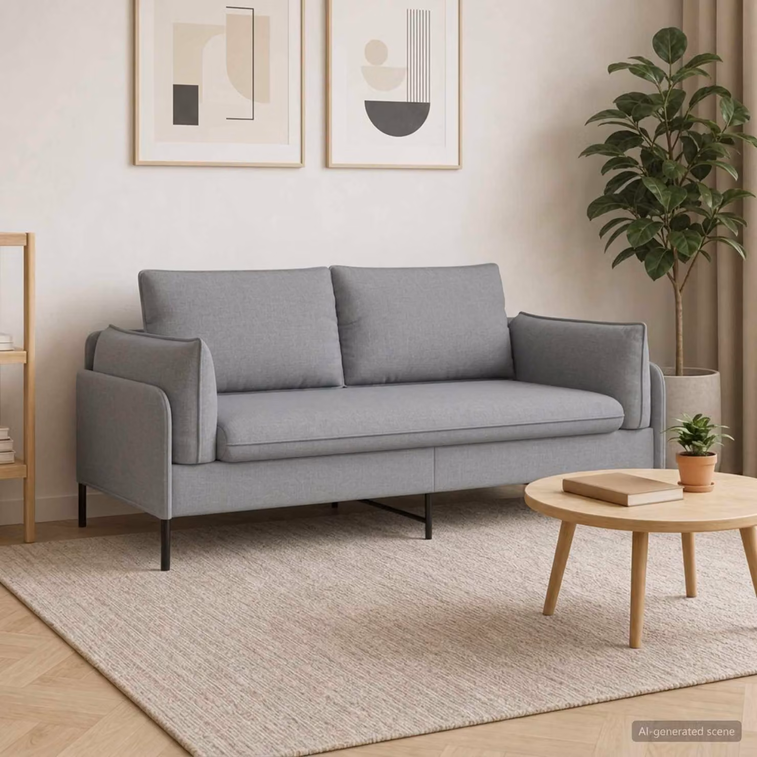 vidaXL Divano a 2 Posti Moderno Grigio con Rivestimenti Rimovibili L: 188 cm, P: 81 cm, H: 89 cm