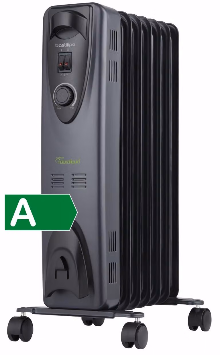 Radiatore a design compatti, ecologici - Potenza: 1000 W - 7 elementi - Colore: nero