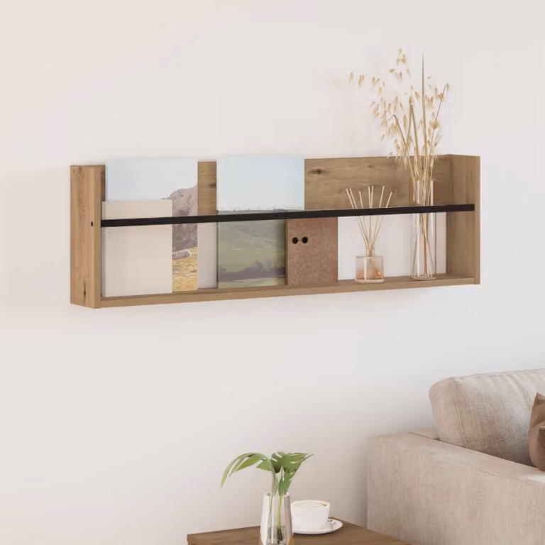 Scaffale per riviste da parete vidaXL in legno marrone moderno L 100 x P 12 x H 30 cm