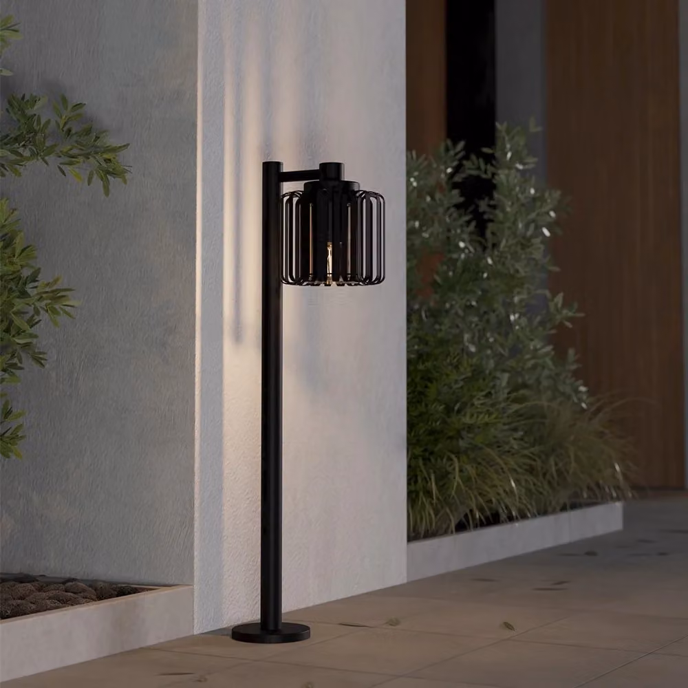 Paletto Esterno Moderno Eglo Selinus in Acciaio Nero con Luce E27 e Vetro Trasparente – 2