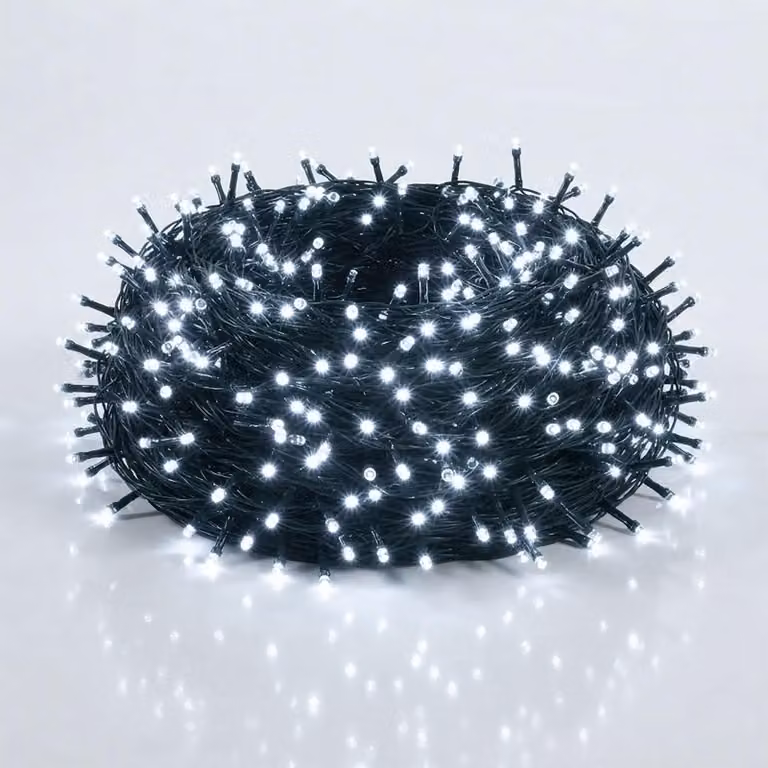 Catena luminosa natalizia (luce fredda), bianca - 720 LED - Illuminazione decorativa per esterni con timer