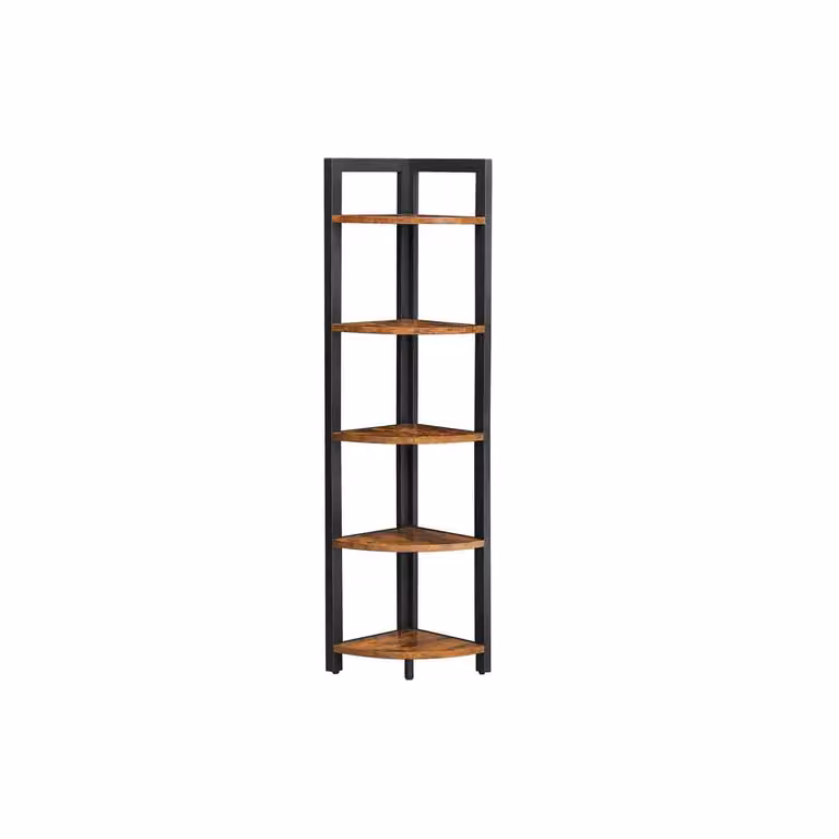 Scaffale Mensola Angolare Multiuso per Salotto Camera da Letto Studio, Marrone Rustico + Nero