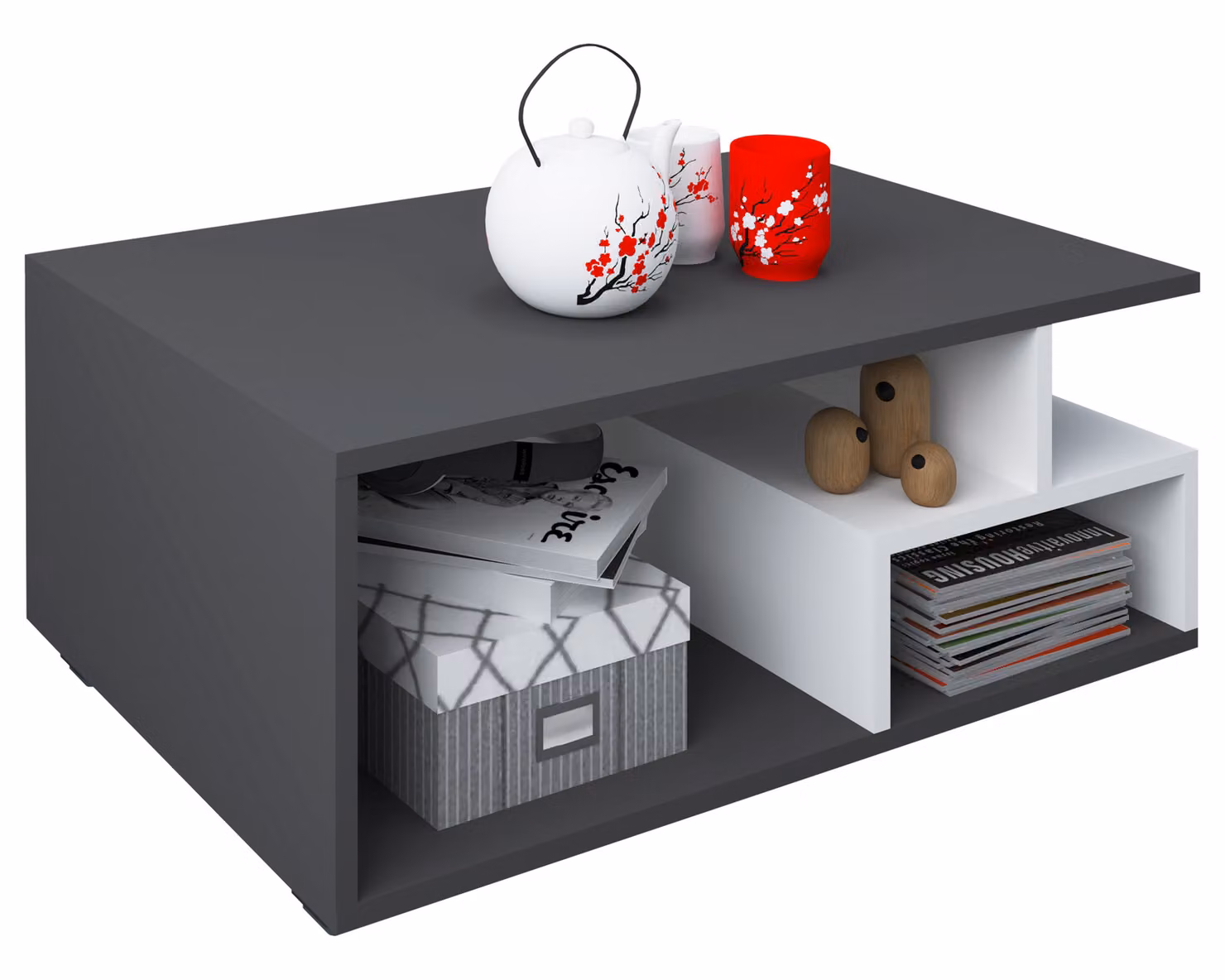 Tavolino in legno | Sofatic con spazio di archiviazione sufficiente | Dimensioni ca. H. 40 x W. 80 x D. 50 cm | Tavolo da soggiorno - Sulas