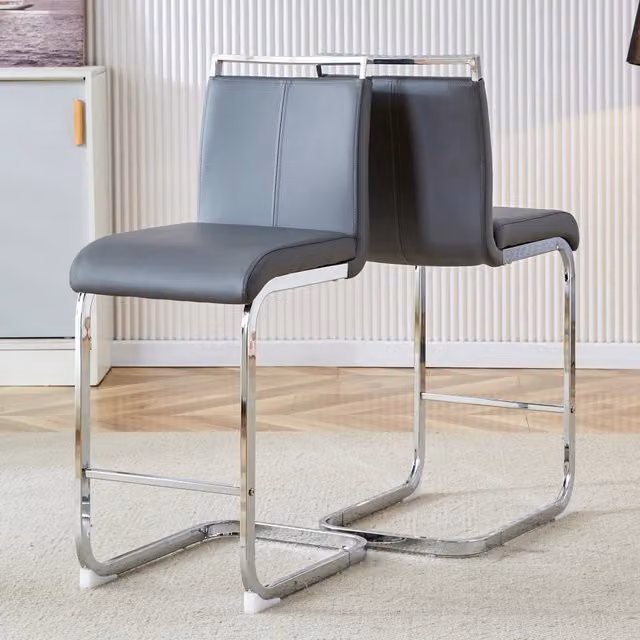 Set di 2 sgabelli da bar in PU grigio stile nordico, sedie alte moderne per cucina bancone e sala da pranzo