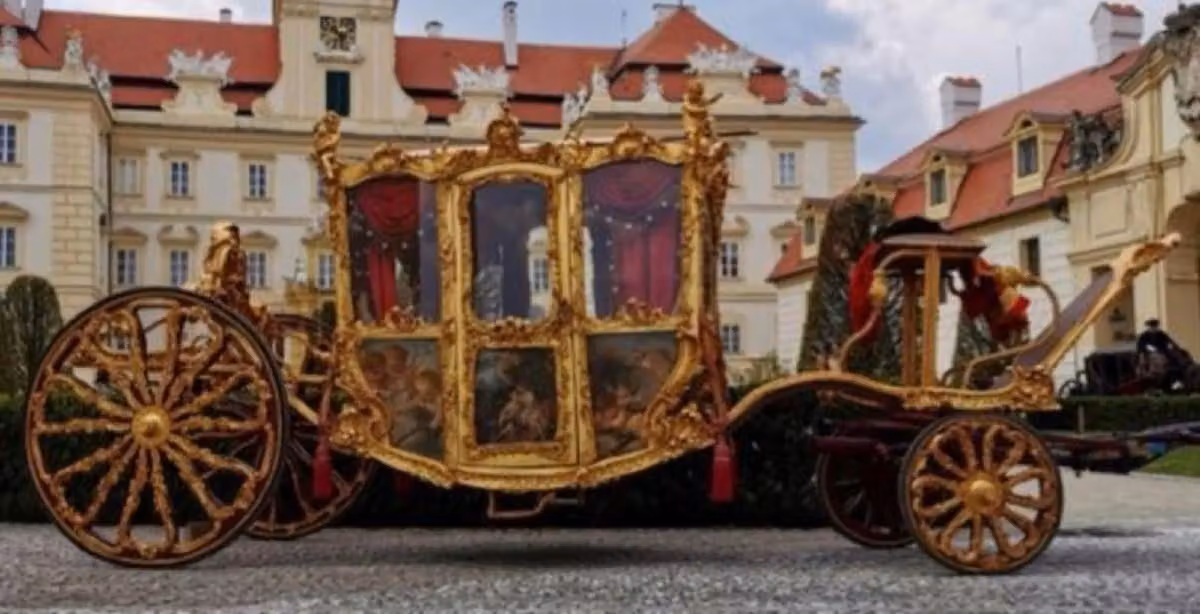 Casa Padrino carrozza reale barocca colori naturali / oro / rosso - Magnifica carrozza per cavalli in stile barocco - Qualità lussuosa - Nobile & Magnifico