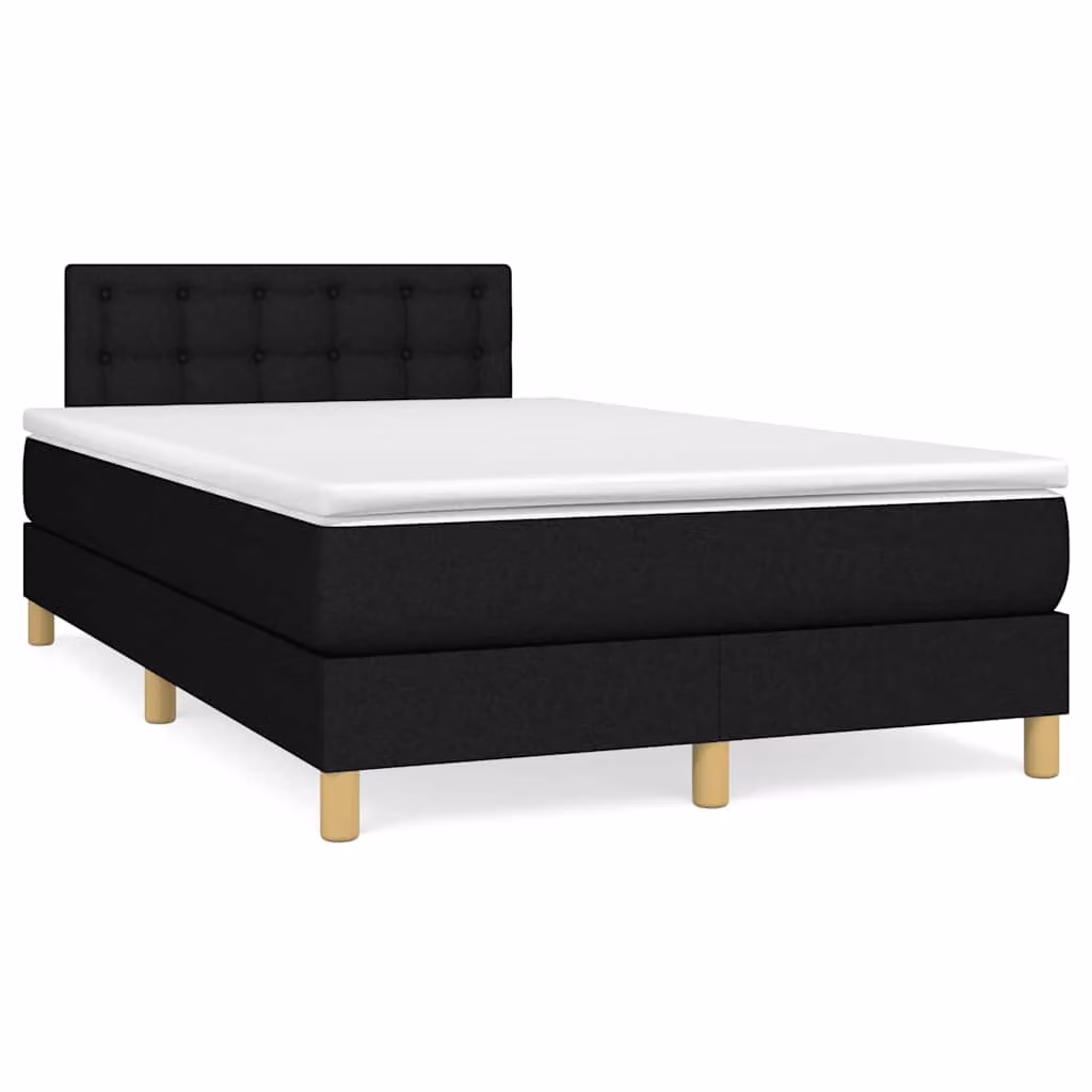 Letto a Molle con Materasso vidaXL in Tessuto Nero con Illuminazione LED e Porte USB L/P: 120 x 200 cm – 1
