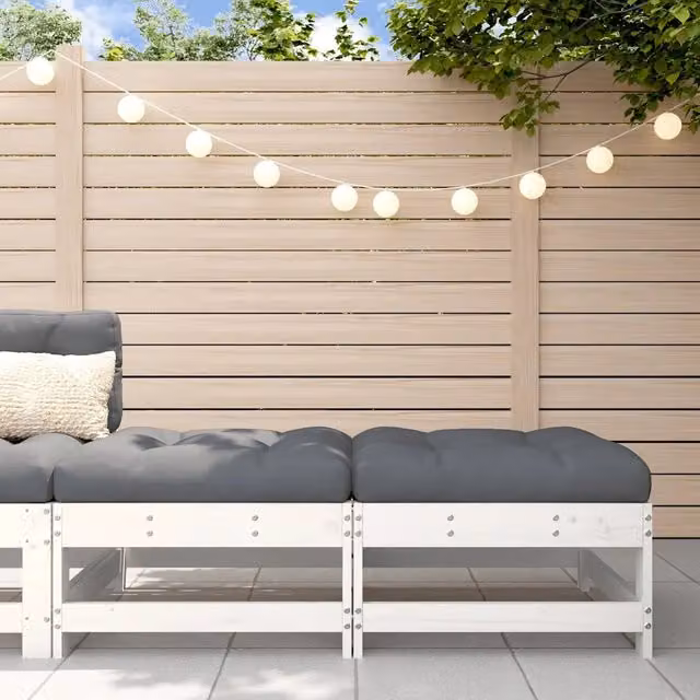 Poggiapiedi da Giardino e Terrazzo vidaXL in Legno di Pino con Cuscini Bianchi o Antracite – 1
