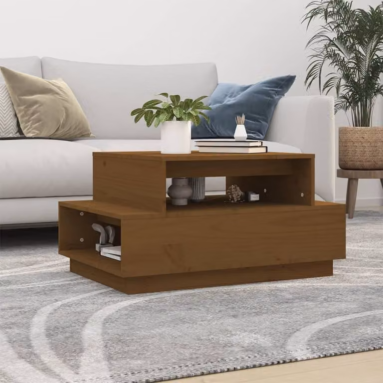 Maison Exclusive - Tavolino da salotto marrone miele 80x55x40,5 cm in legno massello di pino