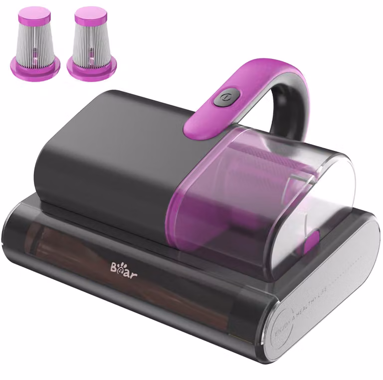Aspirapolvere portatile per materassi, con potenza di aspirazione di 15 kPa e 35.000 giri al minuto, dotato di luce UV-C per eliminare acari, cimici da letto e rimuovere il 99,9% di batteri e allergeni. Cavo di alimentazione da 4 metri