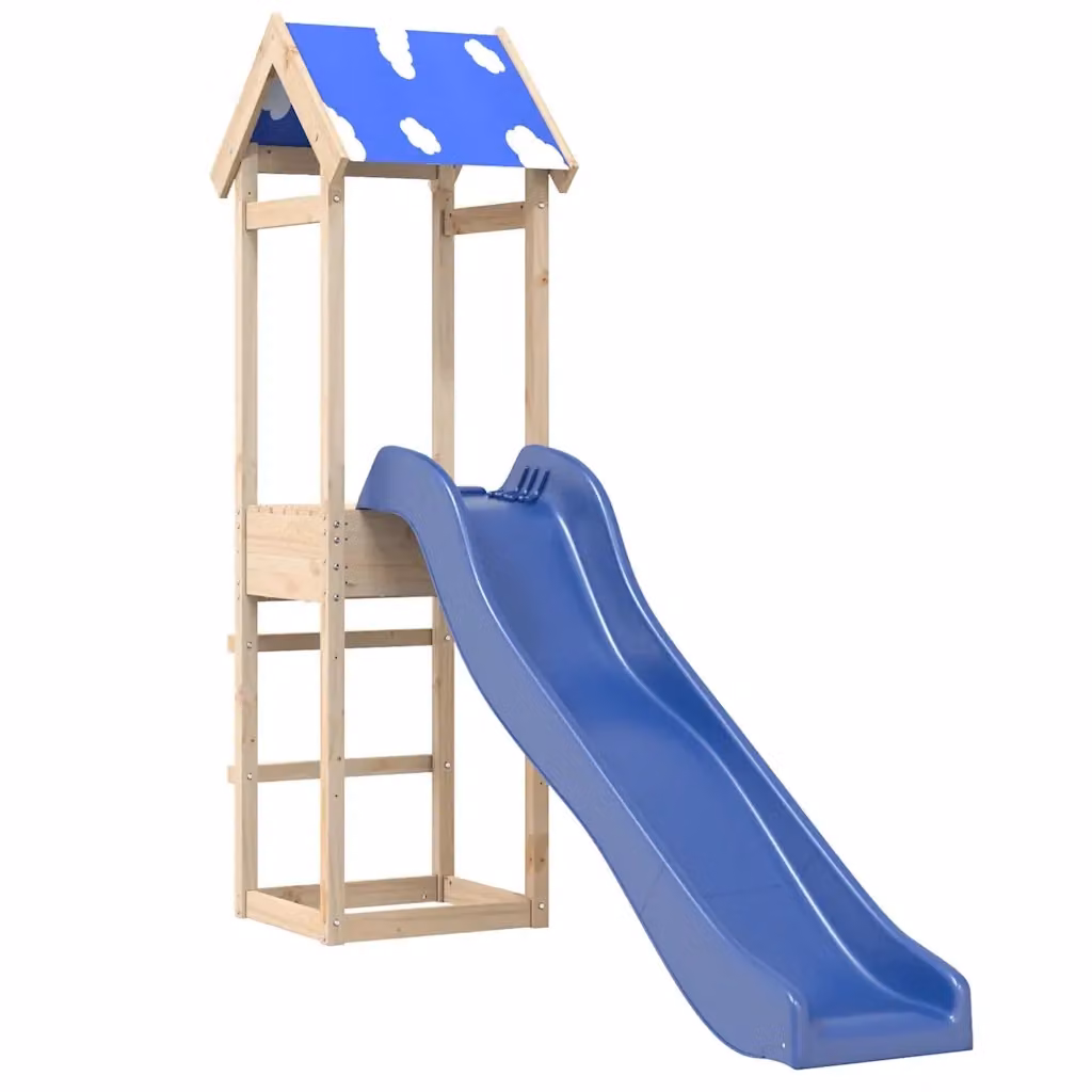 Set da Gioco da Esterno in Legno Massello di Pino con Scivolo, Sabbiera e Canopy Multicolore H: 195 cm, L: 194 cm, P: 45 cm – 2