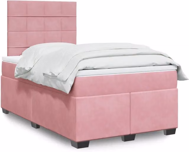 Giroletto a Molle con Materasso Rosa 120x190 cm in Velluto 3290863