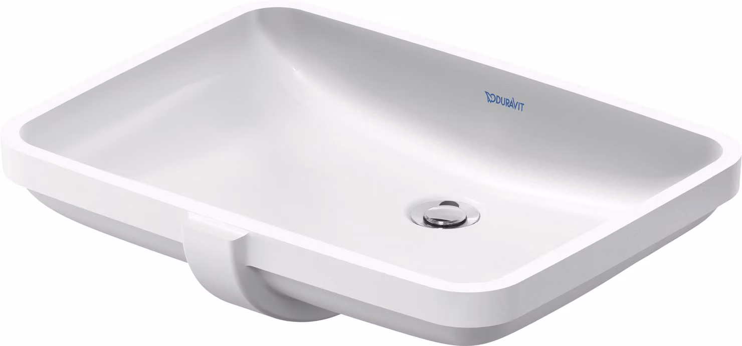 Duravit No.1 lavabo encastré, sans trou pour robinet, avec trop-plein, 550x400mm, dessous poncé, blanc, 03955500282, 03955500282