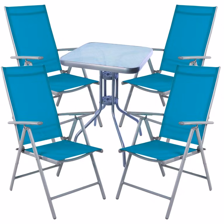 Set da bistrot, 5 pezzi, grigio argento / petrolio