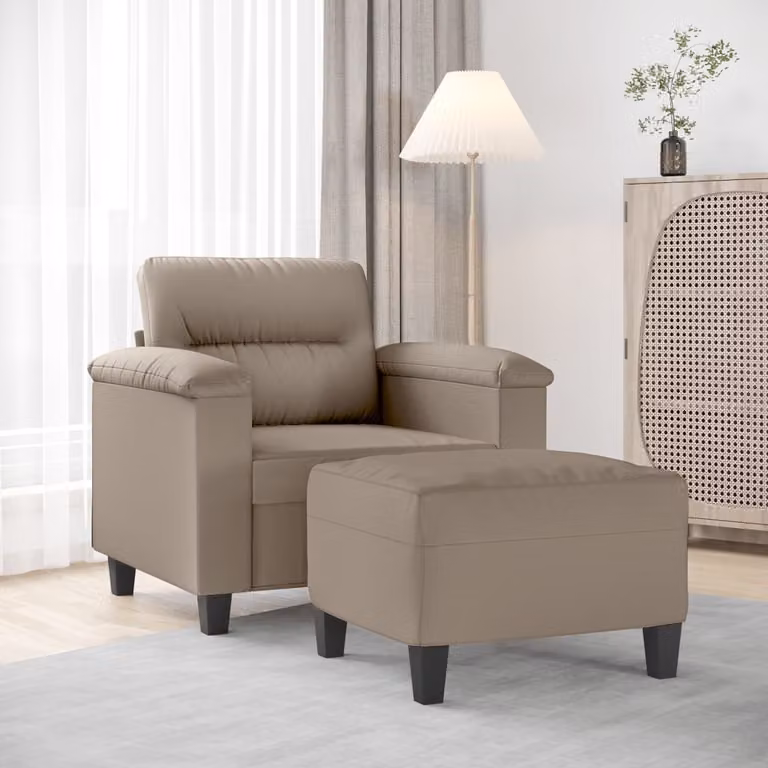 Maison Exclusive - Poltrona con poggiapiedi color taupe, 60 cm, tessuto in microfibra