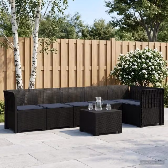 Divano da Giardino 6 Posti con Cuscini Aspetto Rattan PP 3444109