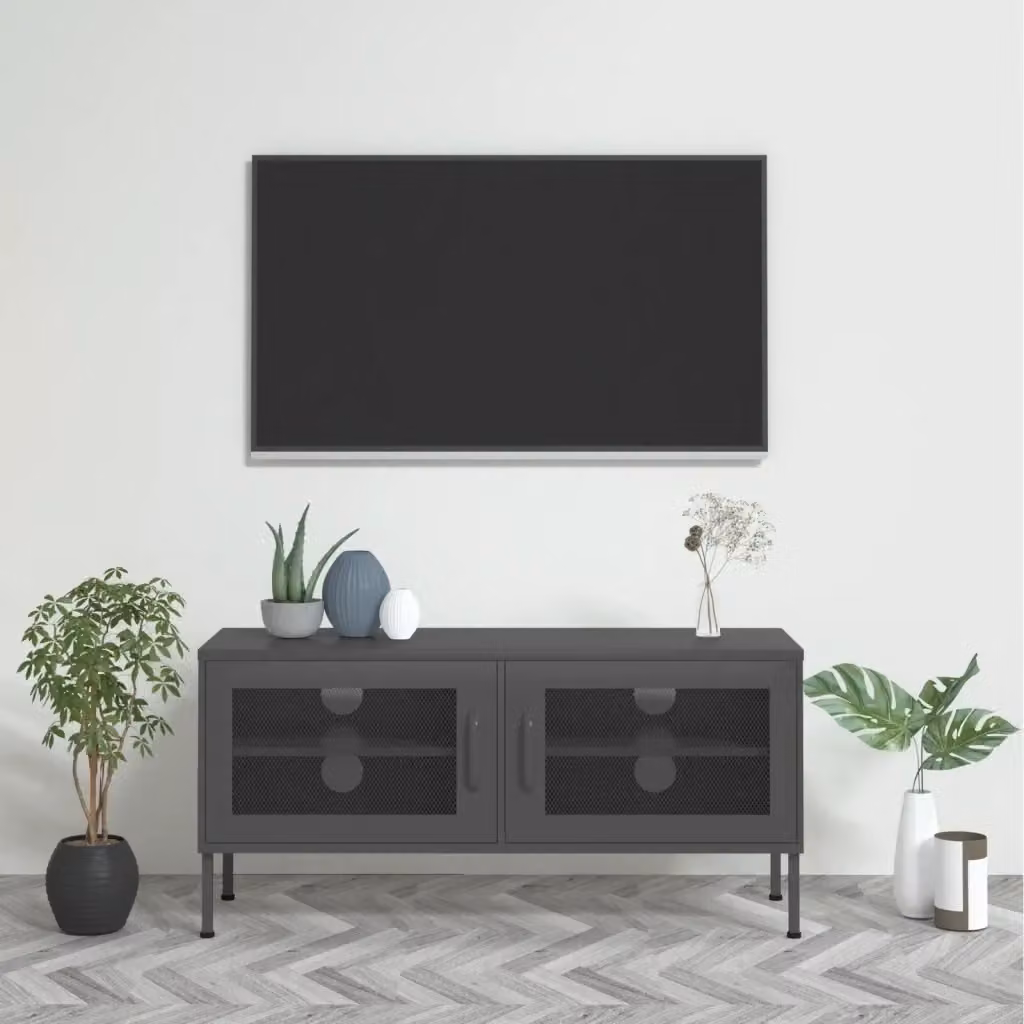 Mobile TV moderno in acciaio color antracite L 105 cm x P 35 cm x H 50 cm – 2