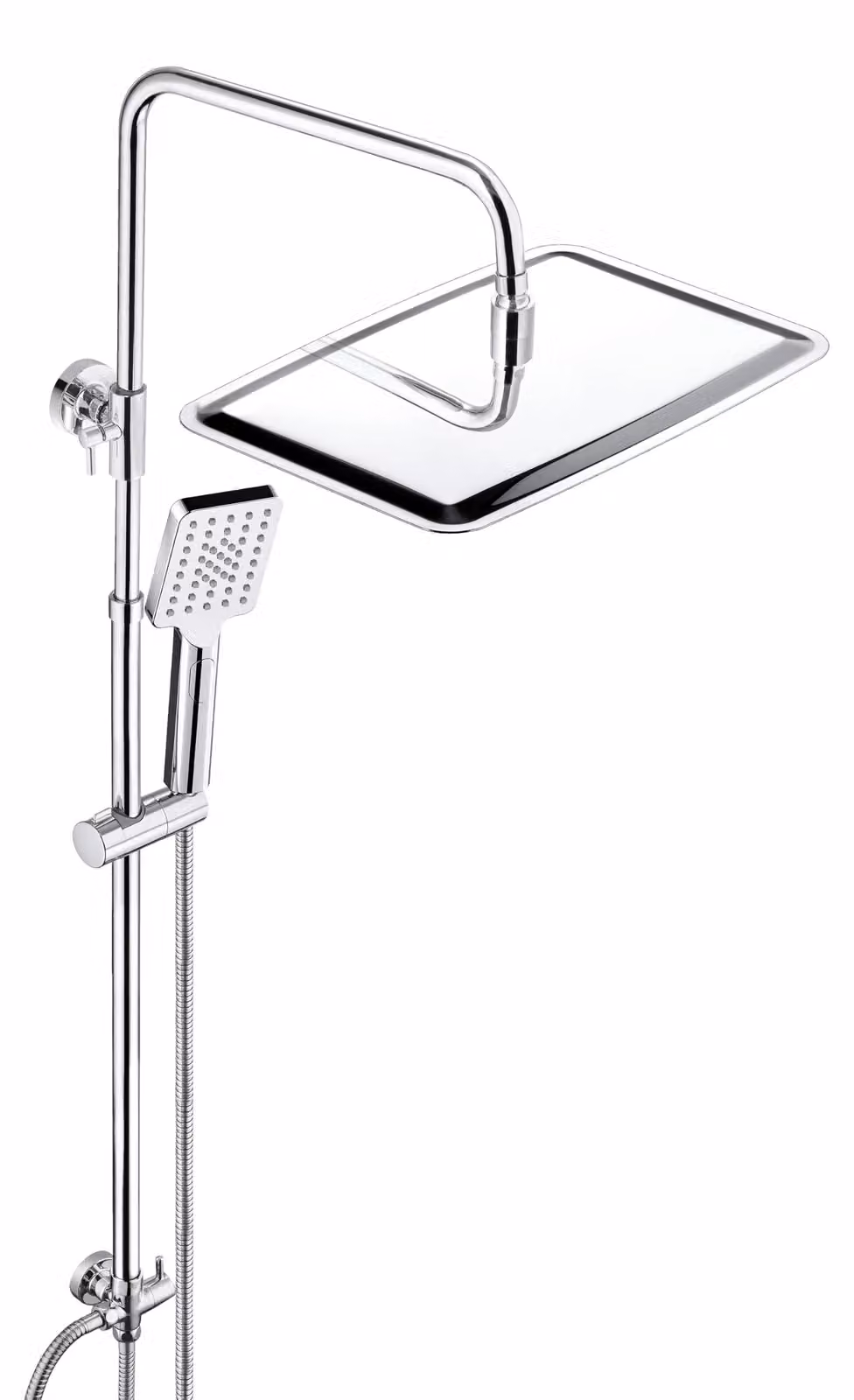 JOHO 304 Colonna Doccia senza Miscelatore in Acciaio Inox 304 Cromato Set Doccia a Pioggia con Soffione e Doccetta a Mano 35×25cm