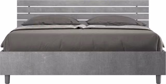 BS COM Letto matrimoniale con rete 160x190 testata dritta con doghe cemento