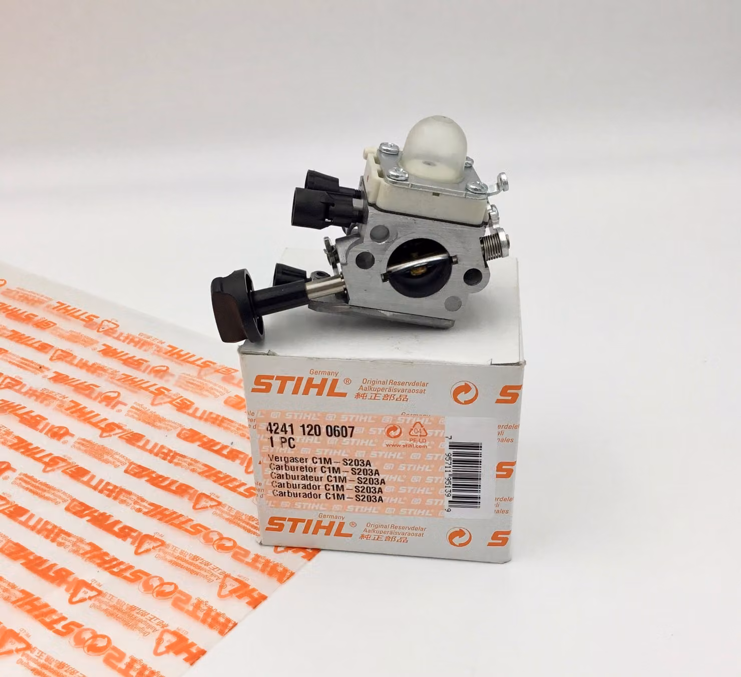 Carburatore originale STIHL C1M-S203A per motosega BG 86, SH 86/C, codice 42411200607