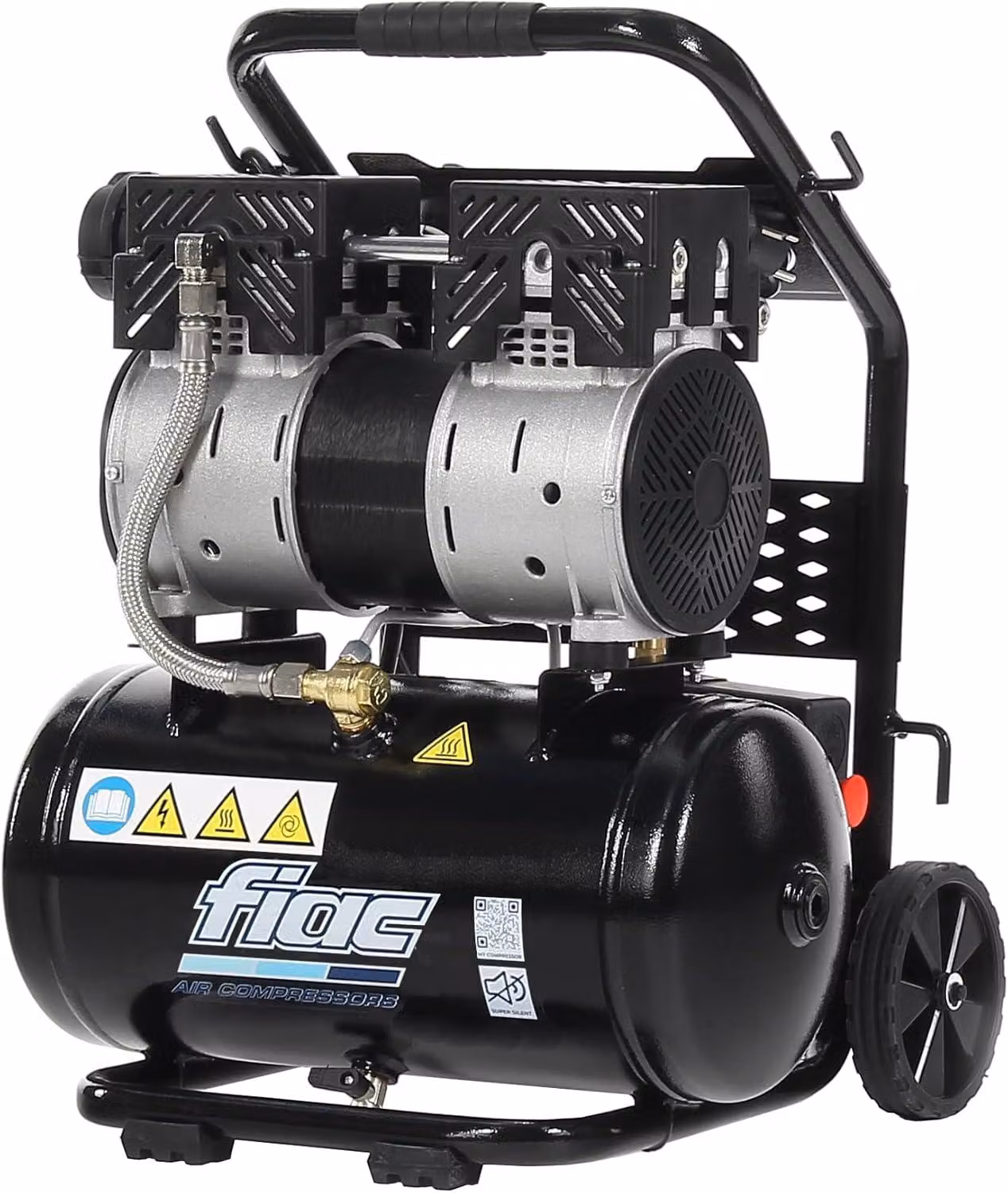 Compressore d'aria portatile, super silenzioso, senza olio, 8 bar, 1 cavallo vapore, capacità 10 litri, 58 dB