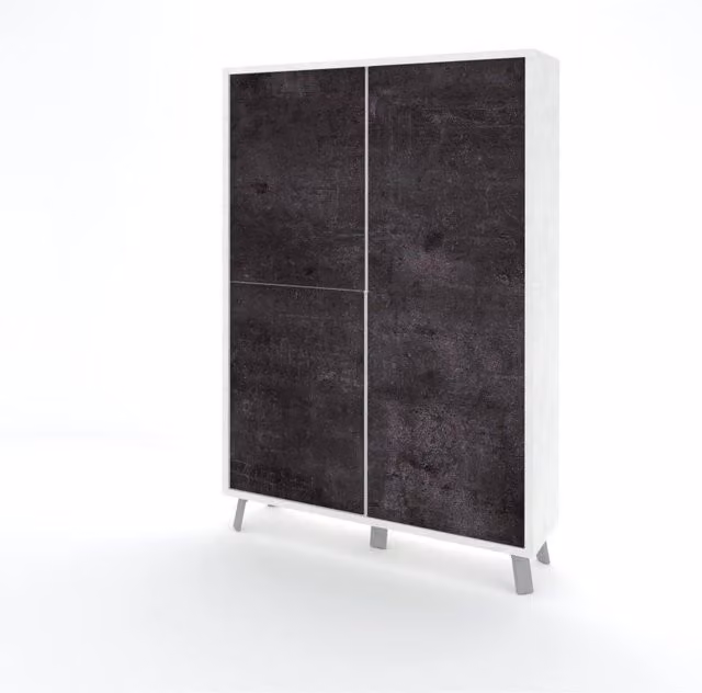Credenza alta VELBRUK bianco pietra/nero pietra