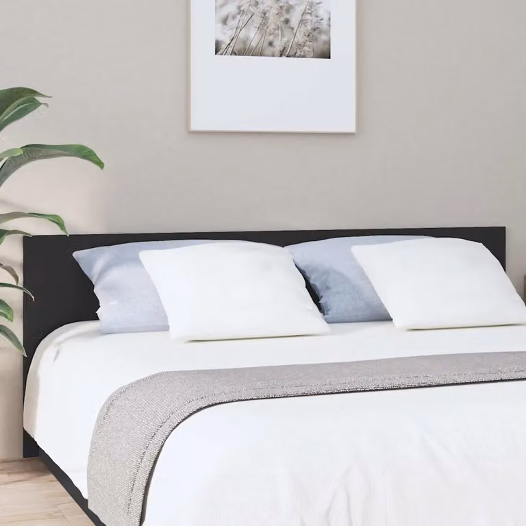Testiera per Letto Moderna vidaXL in Legno Multistrato Nera L: 200 cm, P: 1,5 cm, H: 80 cm