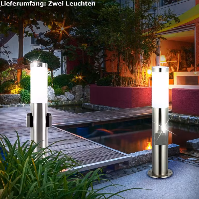 Elegante lampada da terra a LED per esterni in un set di 2 pezzi