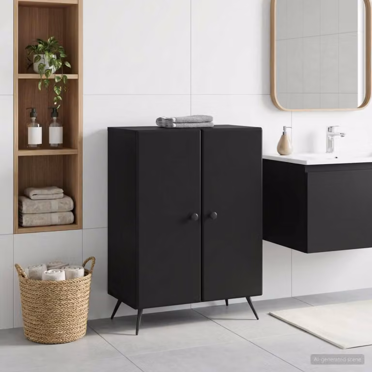 Mobiletto da bagno moderno vidaXL BREDA nero L: 59,5 cm, P: 31 cm, H: 80 cm