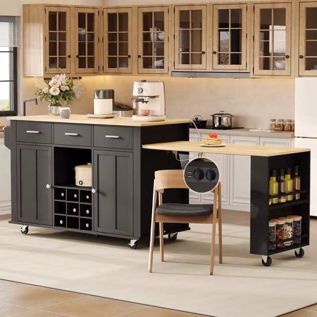 Tavolo da cucina allungabile ¨C Minimal ¨C Effetto quercia nero, 3 cassetti, 136(223)x50x93cm