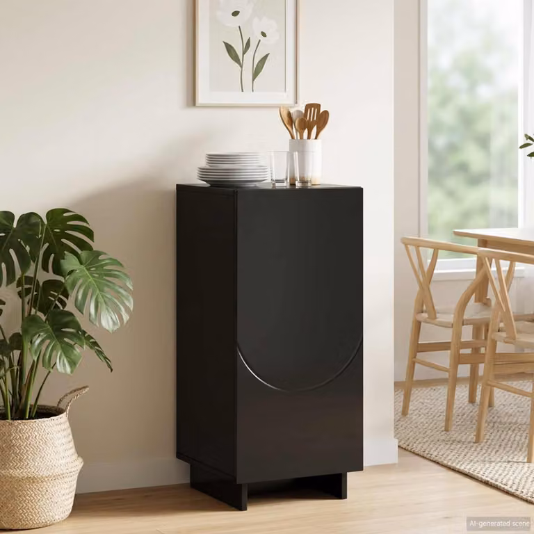 Credenza moderna vidaXL in legno ingegnerizzato nero, L: 33,5 cm, P: 34,5 cm, H: 75 cm