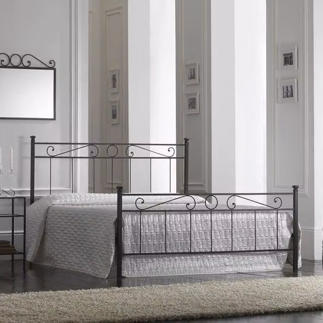 Letto in ferro matrimoniale con pediera Nero TEVERE 166x208x h117 cm
