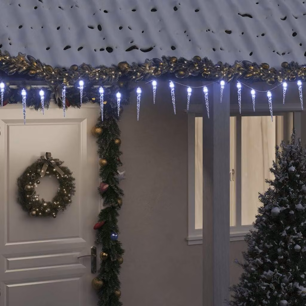 vidaXL Luci di Natale a forma di ghiacciolo con 200 LED Bianco freddo, Lunghezza: 20 m