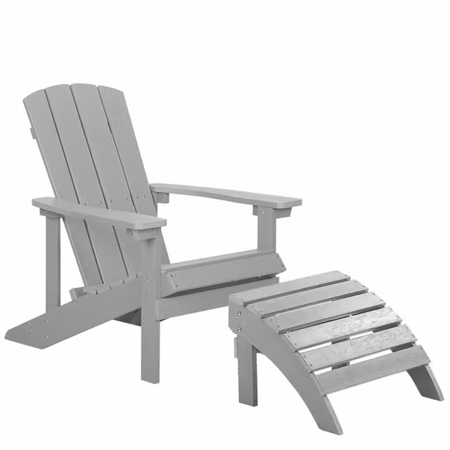 Sedia da giardino Beliani in stile moderno grigio con poggiapiedi e braccioli resistente agli agenti atmosferici