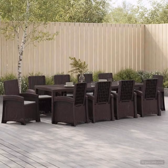 Set da pranzo da giardino moderno vidaXL in polyrattan marrone e grigio – 1