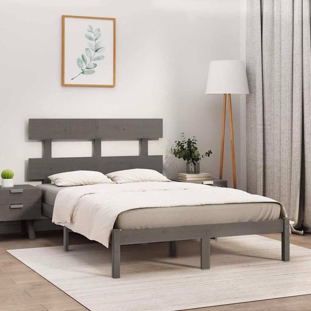 Giroletto vidaXL in legno massello di pino grigio per adulti 200 x 200 cm
