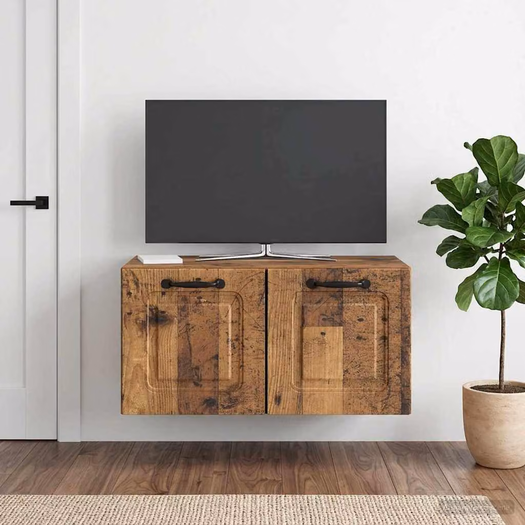 vidaXL Mobile Porta TV da Muro in Legno Antico Marrone L: 59,5 cm, P: 31 cm, H: 30 cm