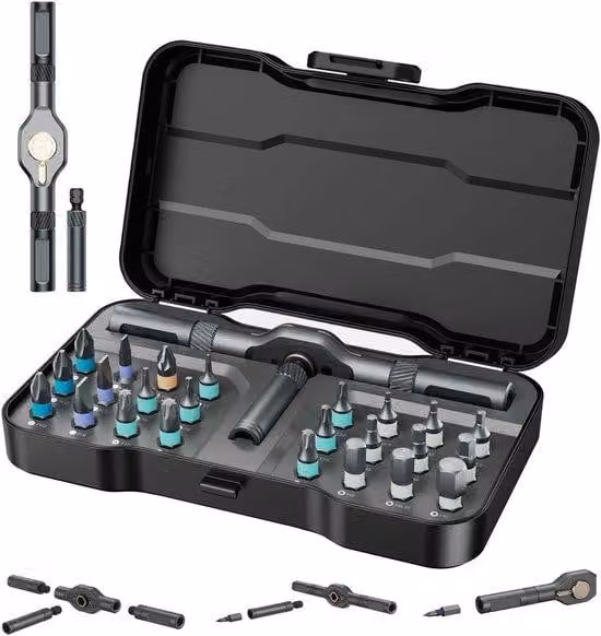 Set di 24 utensili multifunzione – Maniglia ergonomica a forma di T per montaggio di mobili e riparazioni di precisione – Include utensili per biciclette ed elettronica
