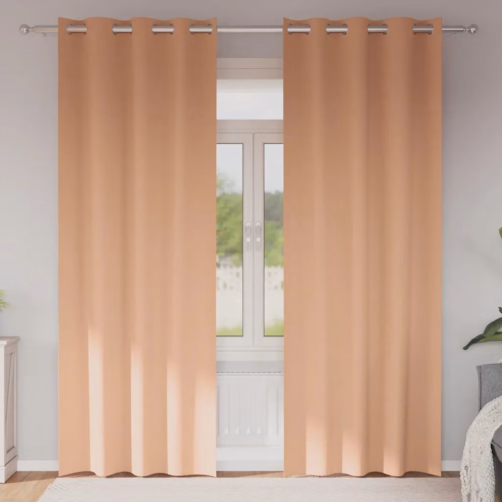 Set di 2 tende blackout vidaXL con anelli in poliestere, colore marrone chiaro, H: 260 cm x L: 140 cm