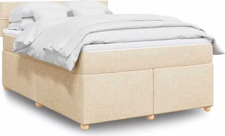 Maison Exclusive - Letto boxspring con materasso Crema 140x200 cm Tessuto